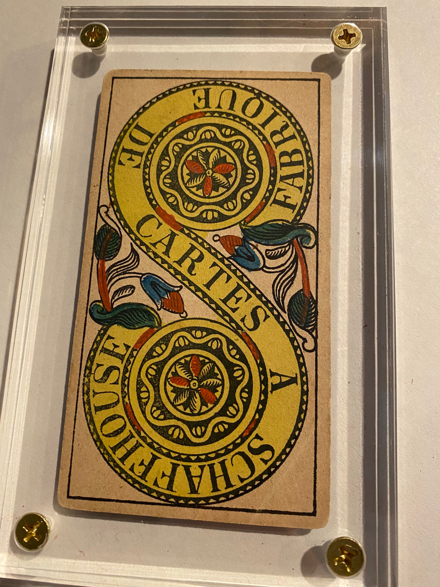 2 of Coins”- Historical Antique Hand Painted Tarot Card 1890s