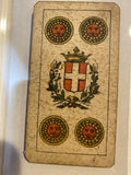 “4 of Coins”-Authentic Antique Tarot Card 1920.  G. Cassini  Brescia