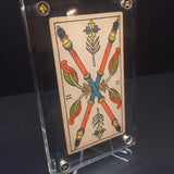 “Two of Wands”-Original Hand Painted Card 1890s