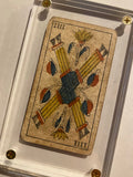 “4 of Wands”-Historical Antique Hand Painted Tarot Card 1850