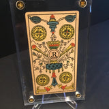 ‘4 of Coins”-Original Antique Hand Painted Tarot Card 1890s
