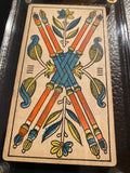 “4 of Wands”- Historical Antique Hand Painted Tarot Card 1890s