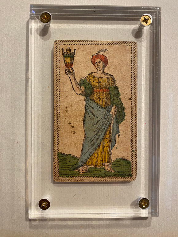 Page of Cups -Historical Minchiate Tarot Card c.1850