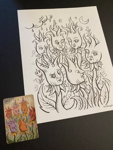 The Garden: Lenormand Della Luna Original Ink Drawing