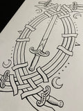 5 of Swords-Trionfi Della Luna Original Ink/signed