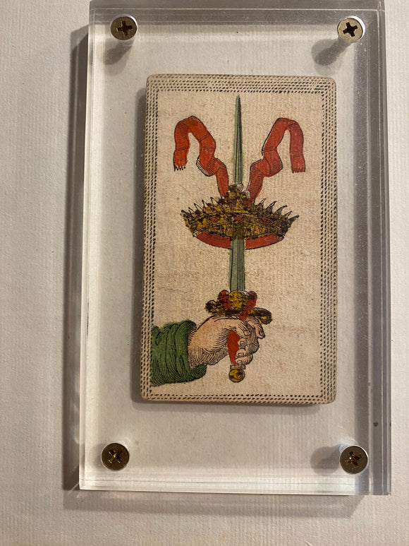 Ace of Swords -Historical Minchiate Tarot Card c.1850