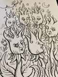 The Garden: Lenormand Della Luna Original Ink Drawing