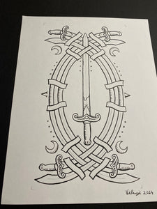 5 of Swords-Trionfi Della Luna Original Ink/signed
