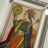 “Queen of Coins”- Historical Antique Hand Painted Tarot Card 1890s