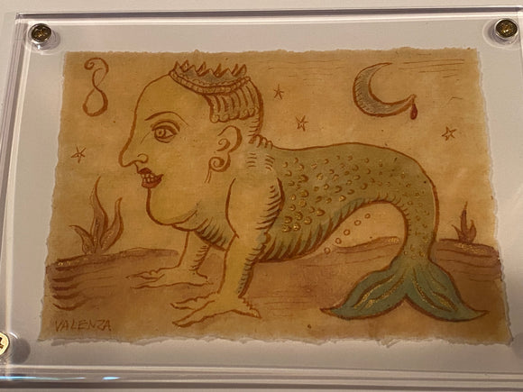 The Fish Prince-(Ink on 300 year Parchment)