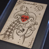 "Serenade" Ace of Hearts Original Valenza Transformation Sketch-Inked on 1830s Card