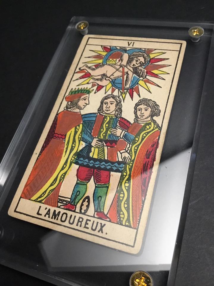 The Lovers”-Original Antique Hand Painted Tarot Card 1890s