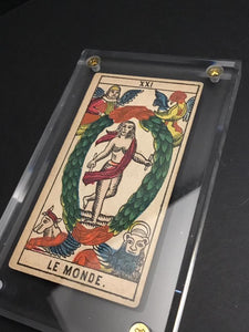 "The World”-Original Antique Hand Painted Tarot Card 1890s