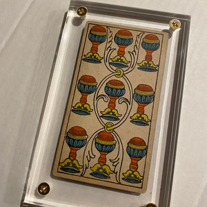 “9 of Cups”- Historical Antique Hand Painted Tarot Card 1890s