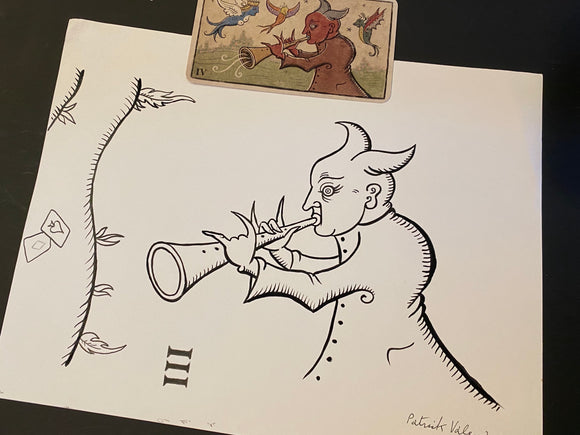 The Flutist -Trionfi Della Luna Original Ink/signed