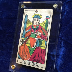 “Justice”-Historical Antique Hand Painted Tarot Card 1890s