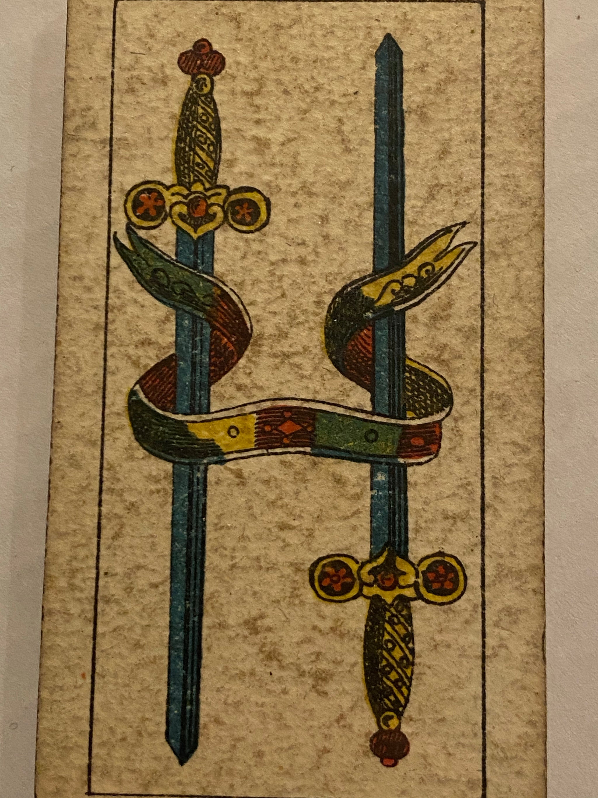 2 of Swords”-Authentic Antique Tarot Card 1920. G. Cassini Brescia