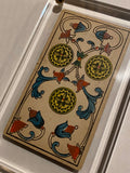 “3 of Coins”- Historical Antique Hand Painted Tarot Card 1890s
