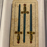 “3 of Swords”-Authentic Antique Tarot Card 1920.  G. Cassini  Brescia