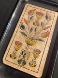 “3 of Cups”-Historical Antique Hand Painted Tarot Card 1850