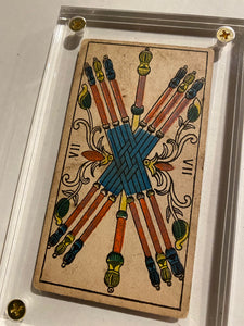 ‘7 of Wands”- Historical Antique Hand Painted Tarot Card 1890s