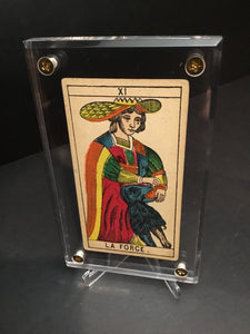 Strength”-Original Antique Hand Painted Tarot Card 1890s