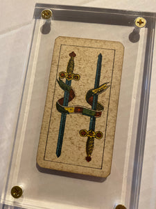 “2 of Swords”-Authentic Antique Tarot Card 1920.  G. Cassini  Brescia