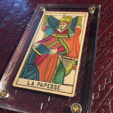 "The High Priestess”-Original Antique Hand Painted Tarot Card 1890s