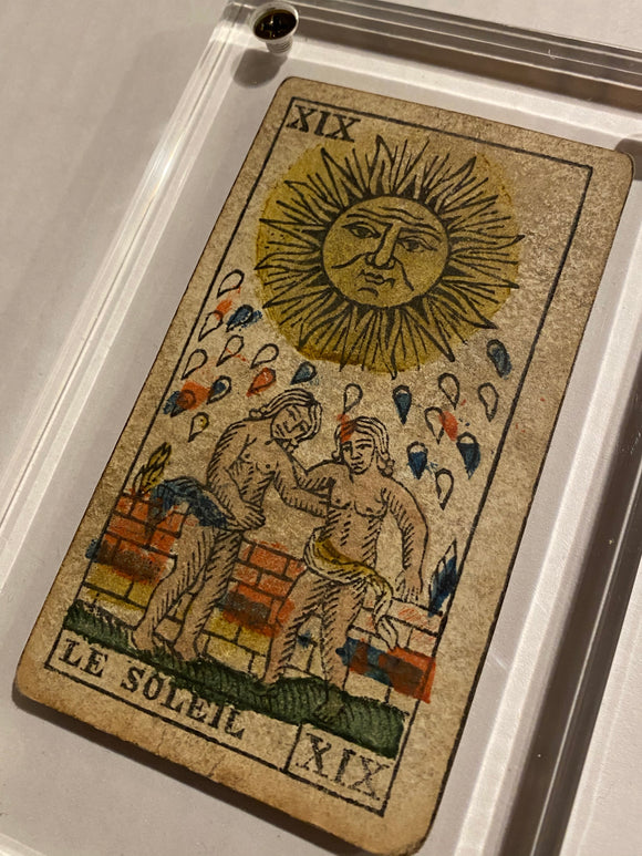 “The Sun”-Historical Antique Hand Painted Tarot Card 1850