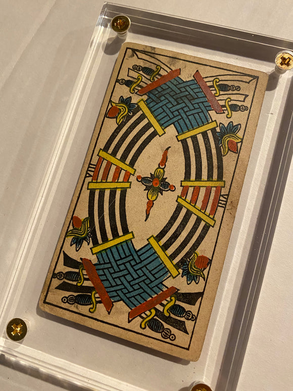 “9 of Swords”- Historical Antique Hand Painted Tarot Card 1890s