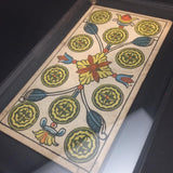 “Ten of Coins”-Original Hand Painted Card 1890s