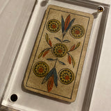 ”5 of Coins”-Historical Antique Hand Painted Tarot Card 1850