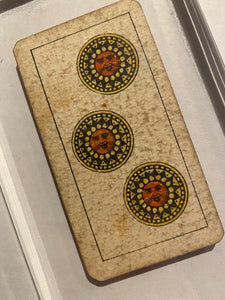 “3 of Coins”-Authentic Antique Tarot Card 1920.  G. Cassini  Brescia