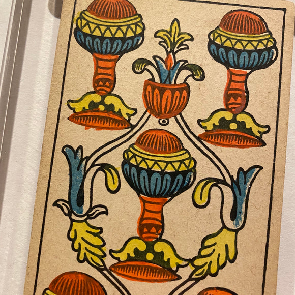 “5 of Cups”- Historical Antique Hand Painted Tarot Card 1890s