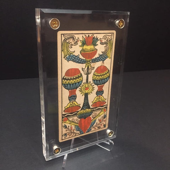 “Two of Cups”-Original Hand Painted Card 1890s