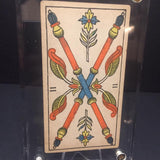 “Two of Wands”-Original Hand Painted Card 1890s
