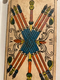 ‘7 of Wands”- Historical Antique Hand Painted Tarot Card 1890s