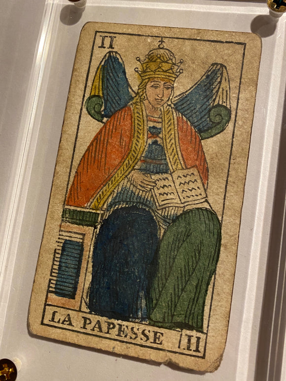 ‘High Priestess”-Historical Antique Hand Painted Tarot Card 1850