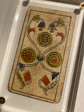 ”3 of Coins”-Historical Antique Hand Painted Tarot Card 1850