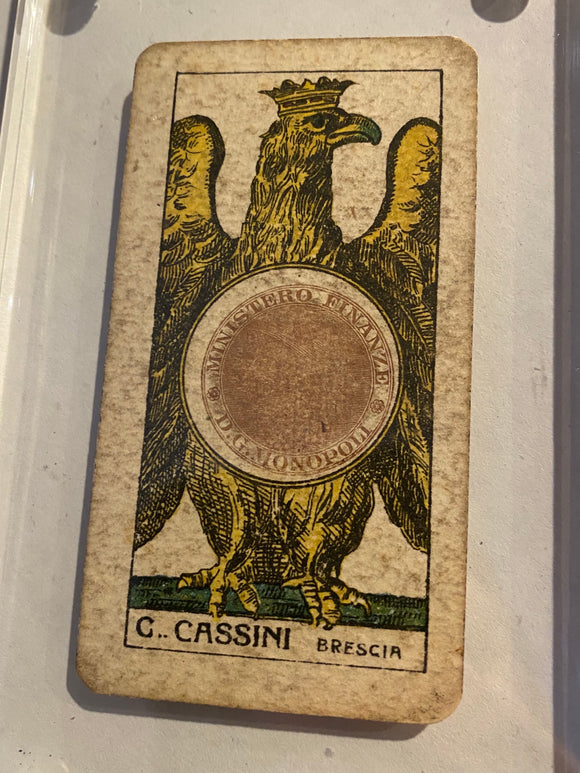 “Ace of Coins”-Authentic Antique Tarot Card 1920.  G. Cassini  Brescia