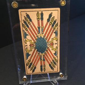 ‘10 of Wands”-Original Antique Hand Painted Tarot Card 1890s
