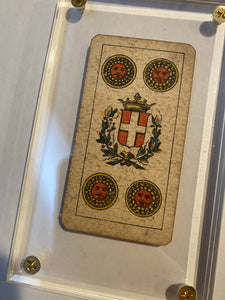 “4 of Coins”-Authentic Antique Tarot Card 1920.  G. Cassini  Brescia