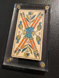 “4 of Wands”- Historical Antique Hand Painted Tarot Card 1890s
