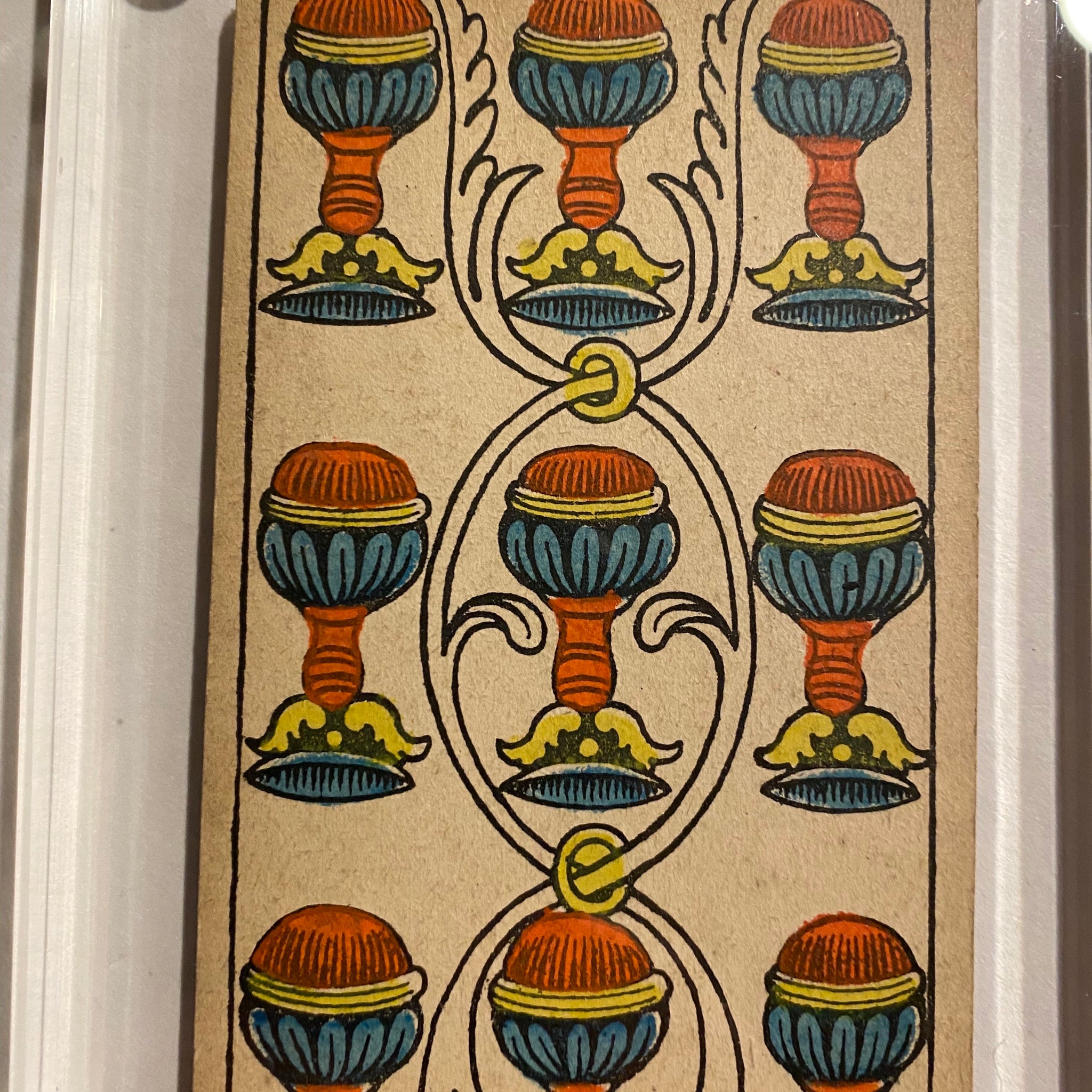 9 of Cups”- Historical Antique Hand Painted Tarot Card 1890s