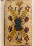 “4 of Wands”-Historical Antique Hand Painted Tarot Card 1850