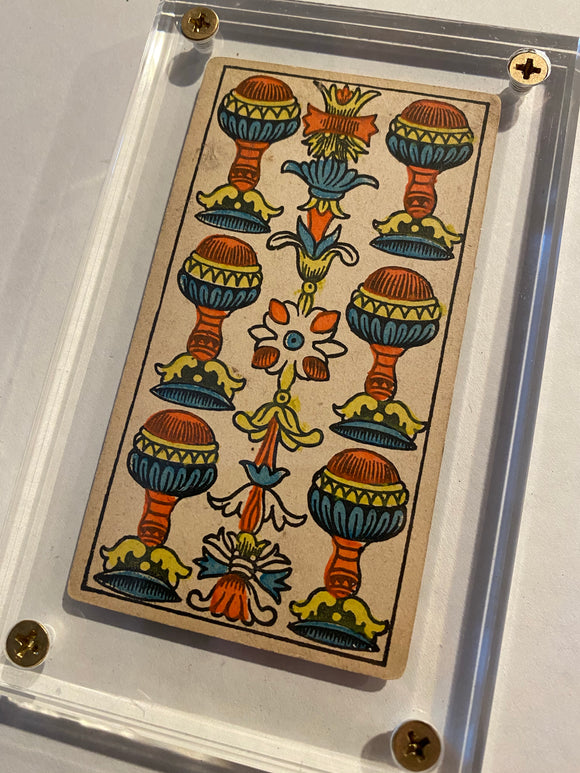 “6 of Cups”- Historical Antique Hand Painted Tarot Card 1890s